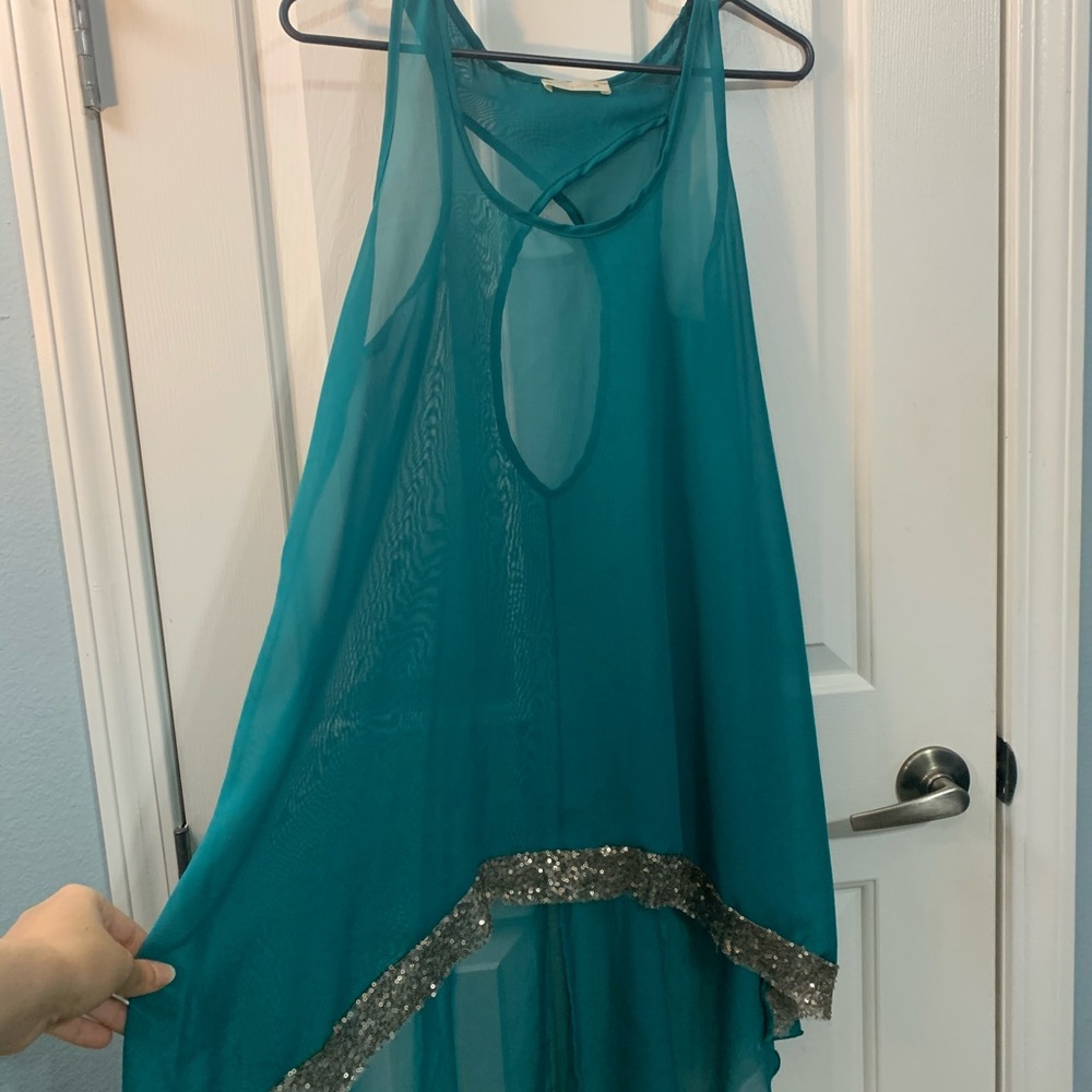 Long teal top - Picture 3 of 4